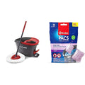 Microfiber Spin Mop & Bucket Floor Cleaning System Bundle with Hard Floor Cleaner (Lavender, 10 Count) F261285
