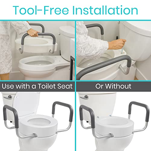 White Raised Toilet Seat with Handles P5727