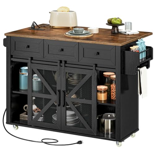 White and Walnut Rolling Kitchen Island with Storage O55796