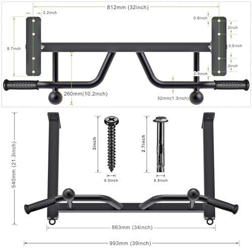32" Ceiling Mounted Heavy Duty Pull Up Bar with Punching Bag Hanger and Resistance Bands Q7884