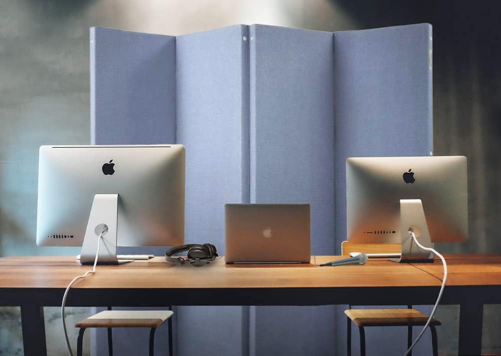 Blue 8 x 6.6 Folding Partition Panel Room Divider W5208