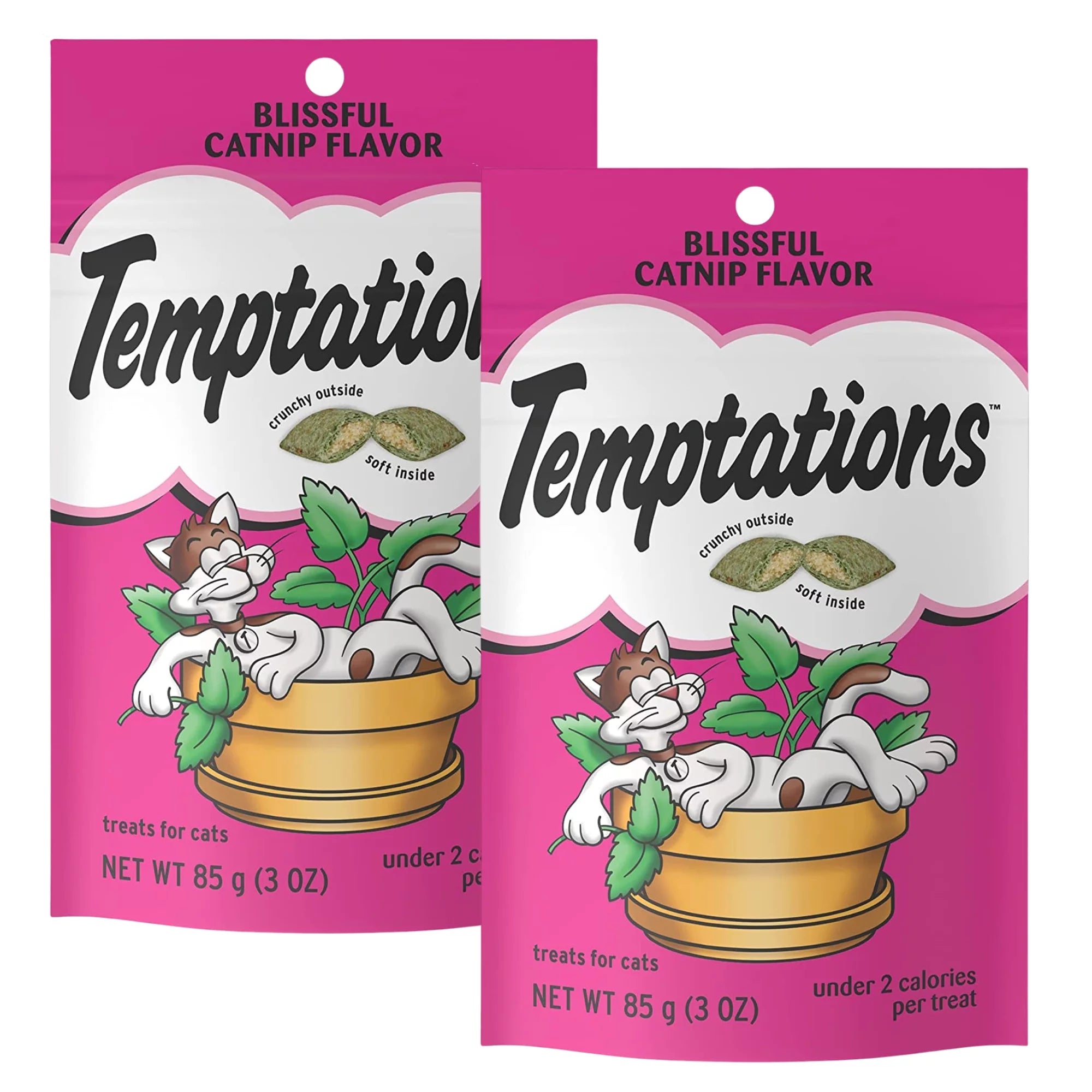 Classic Crunchy & Soft Cat Treats Blissful Catnip Flavor 3oz Resealable Pouch Pack of 2 T197848