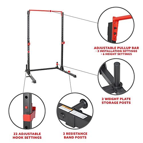 High Weight Capacity Power Cage and Squat Rack with J-Hooks, Adjustable Pull Up Bar K42031