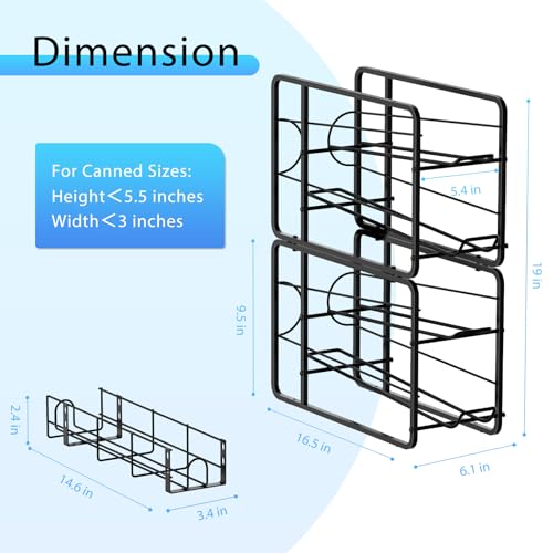 2 Pack Black Stackable Can Storage Dispenser A9274