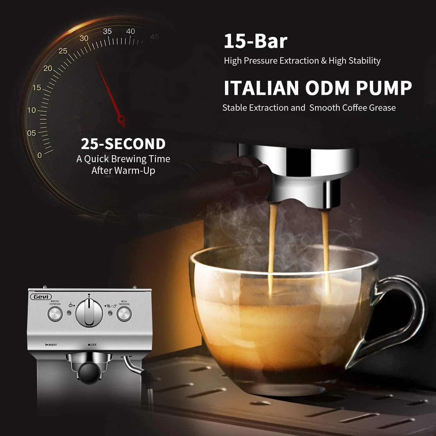 Silver Stainless Steel 15 Bar Espresso Machine S39305