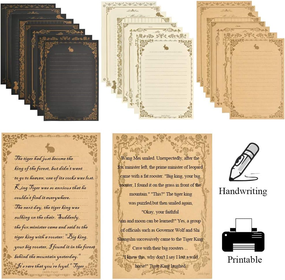 96 Sheets Vintage Stationary Paper and Envelopes Set H36408
