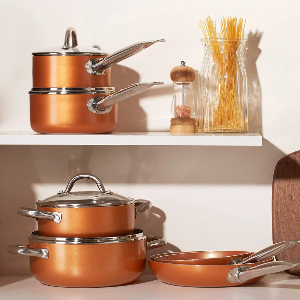 10 Piece Nonstick Ceramic Cookware Set with Stainless Steel Handles A812666