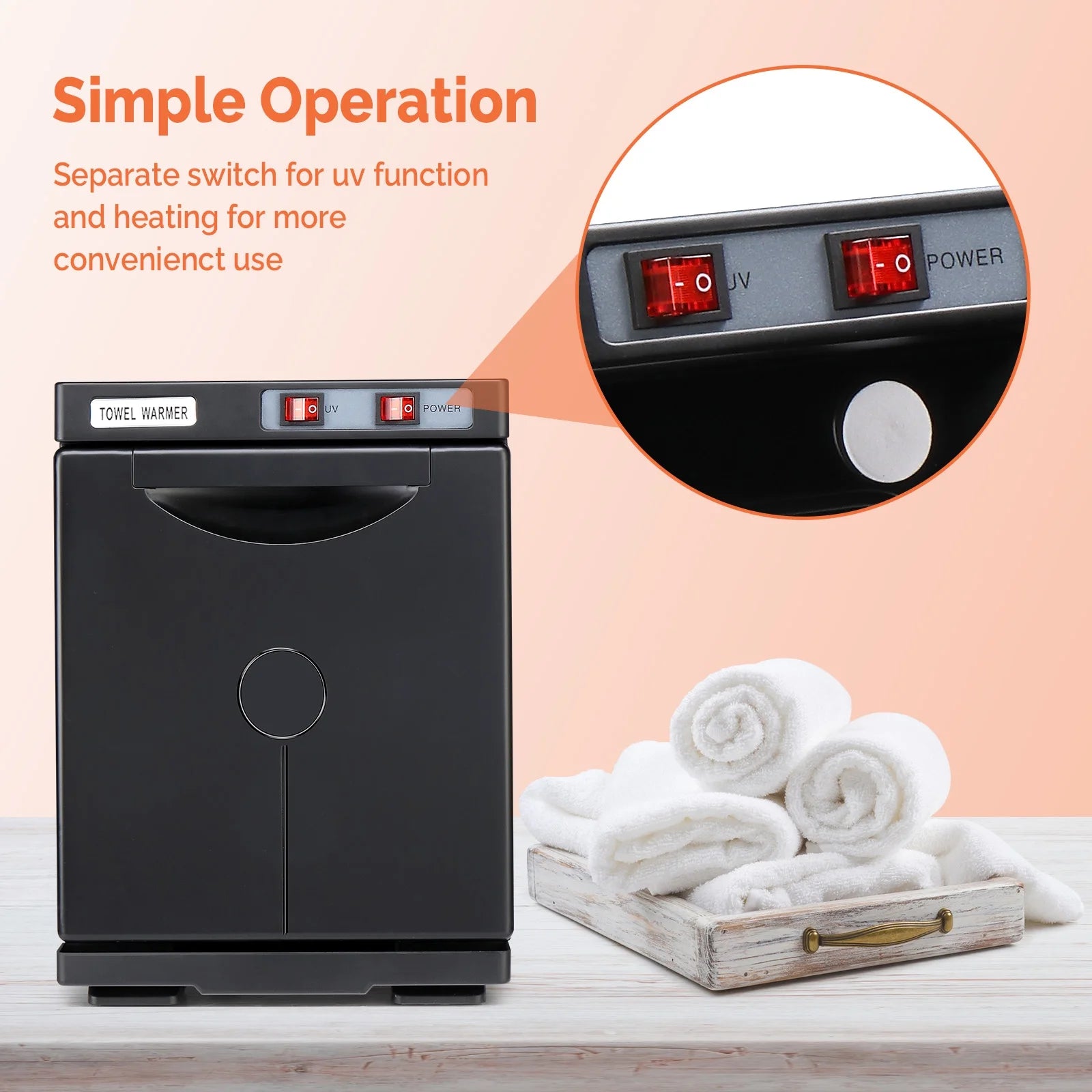 Black 5L Hot Towel Warmer UV Sterilizer Cabinet O8824