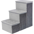 Velour Foldable 3-Step Pet Stairs with Storage P498157