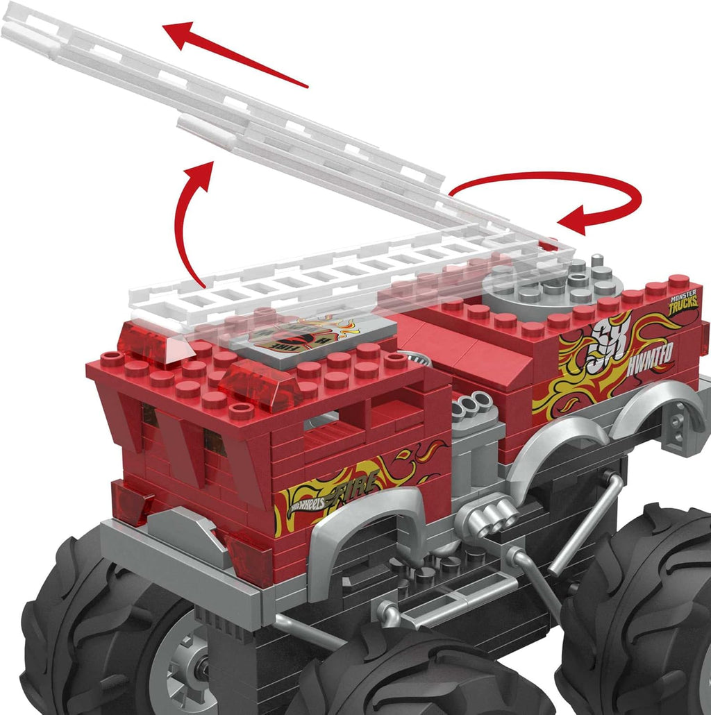 Red Monster Truck Building Toy Playset with 284 Pieces and Giant Wheels D102404