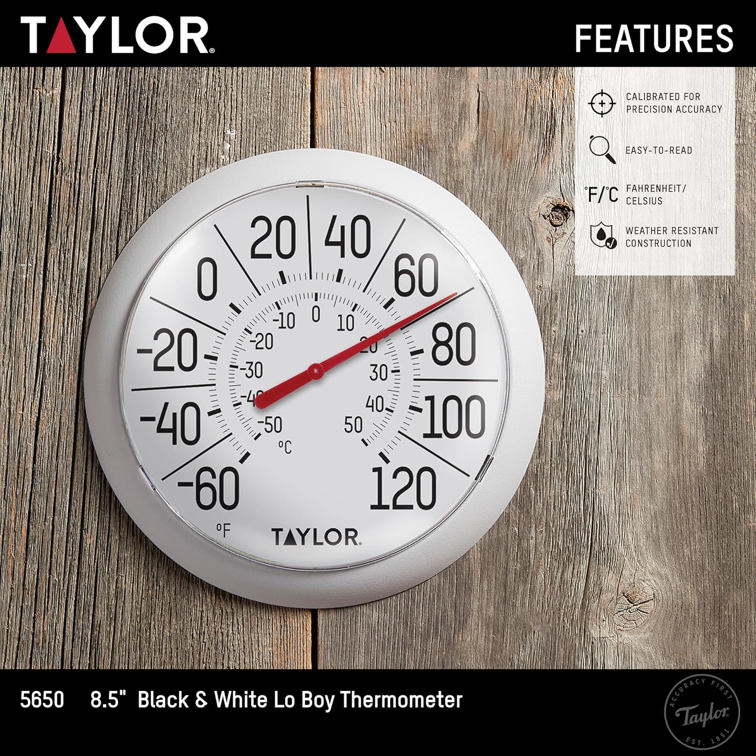 White Bezel 8.5 Inch Dial Thermometer L654637