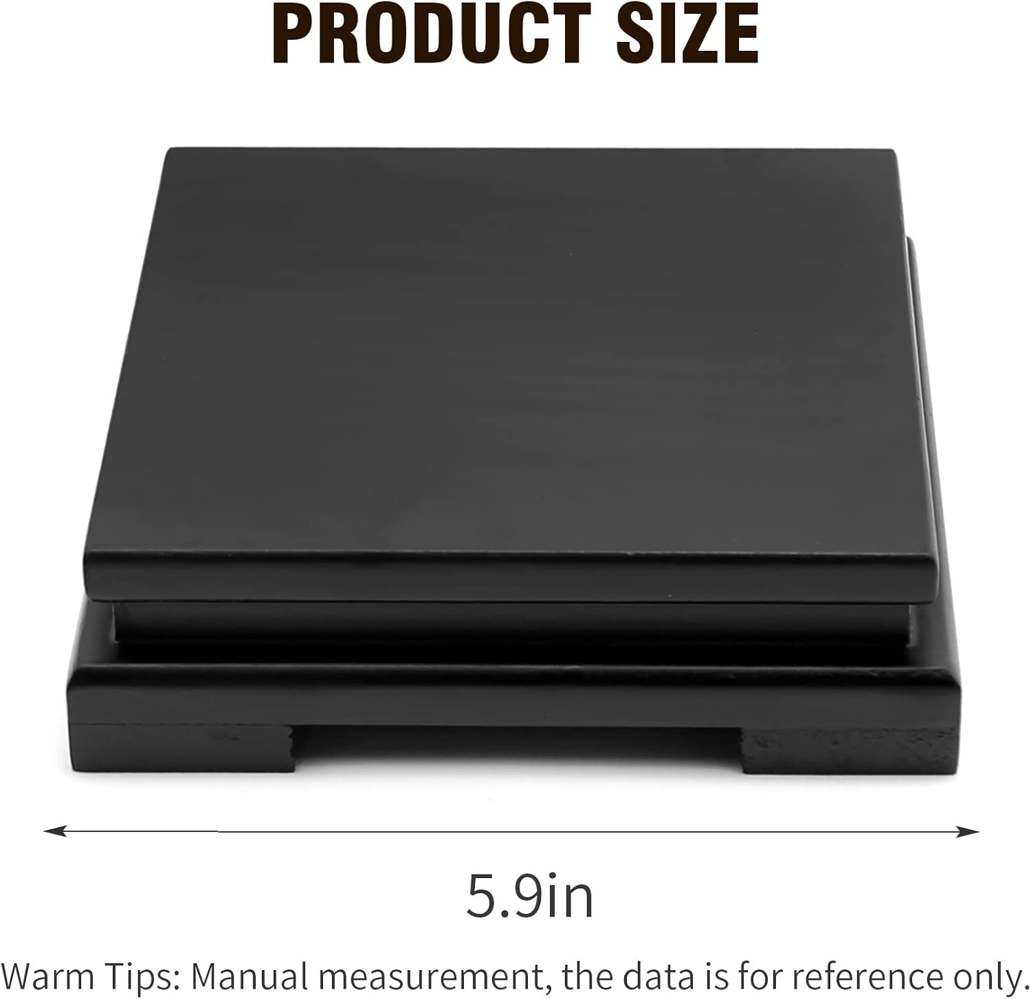 Square Wood Display Stand 6.7" W x 6.7" D x 1.7" H (Black) S656
