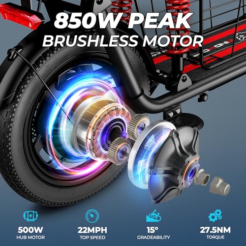 850W Peak Electric Scooter with Seat, 22MPH & 25 Miles Range, Dual Suspension, 14" Folding E Scooters Z3584