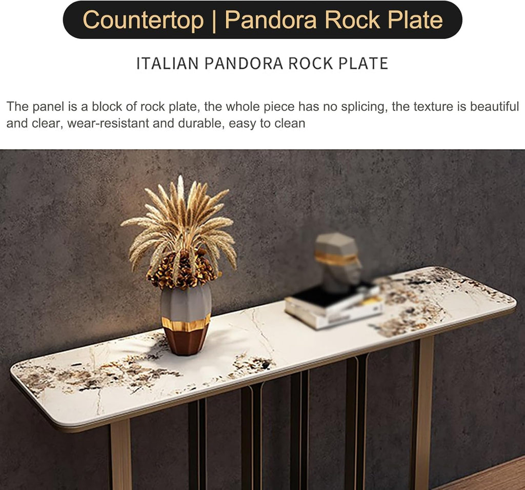Narrow Entryway Table with Geometric Metal Base L560