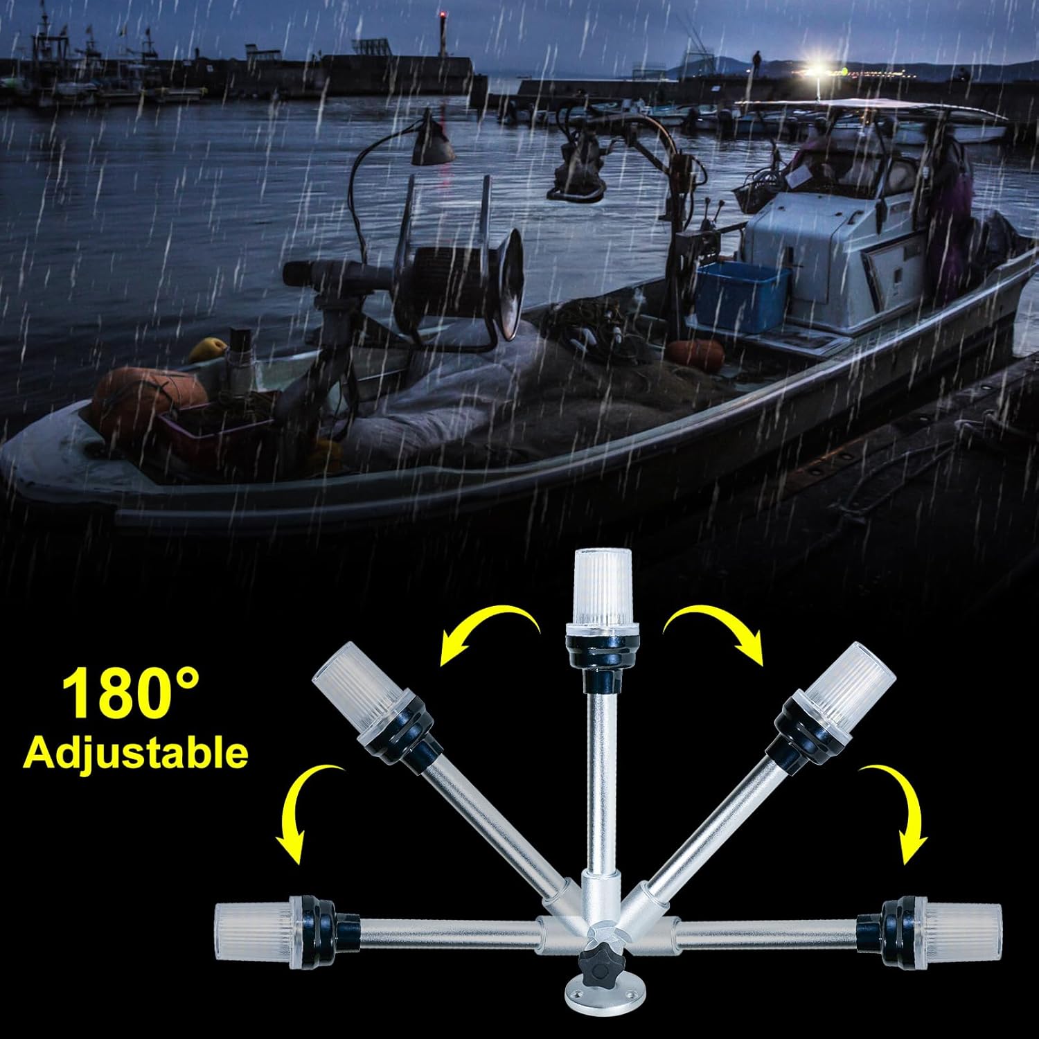 12 Inch LED Fold Down Boat Anchor Light Navigation Lamp Waterproof P893642