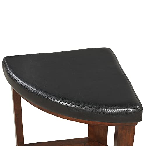 Solid Wood Glass Top Round Coffee Table with 4 Stools F678606