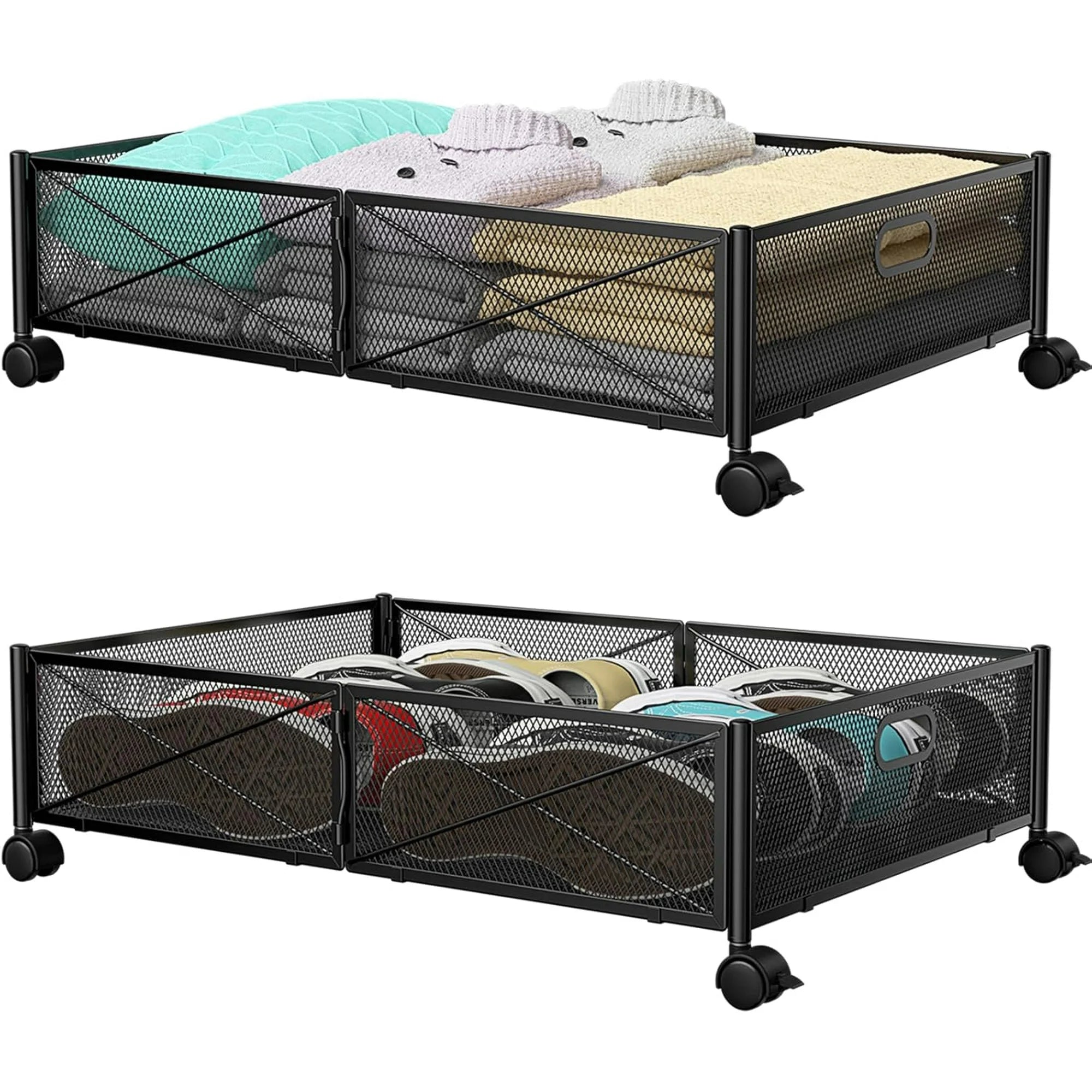Under Bed Storage Containers with Wheels Metal Storage Containers -2PCK D8550