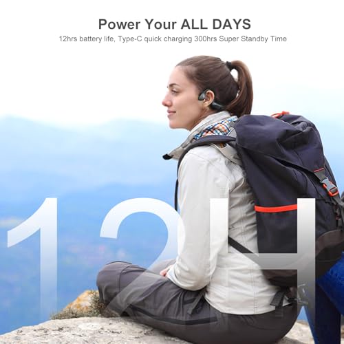 Bone Conduction Headphones with HD Mic, 12hrs Playtime, IPX6 Waterproof I905