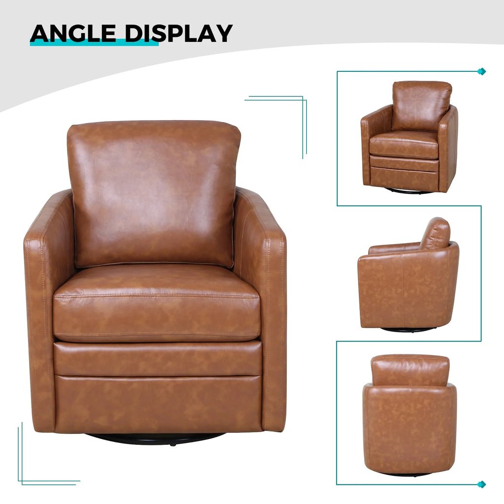 Faux Leather Swivel Accent Chair with Arms D762