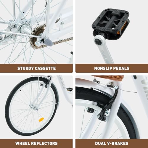 24 26 inch 1 Speed Step Through Cruiser Bike with Basket K8367