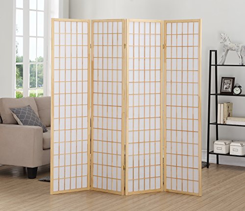 Natural 4 Panel Room Divider O591786