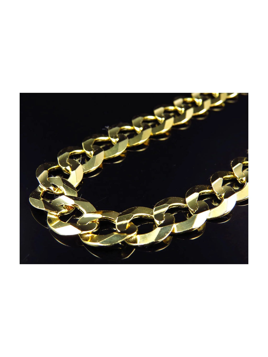 10K Yellow Gold Curb Link Chain Necklace 20-30" 13MM O795