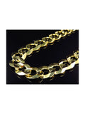10K Yellow Gold Curb Link Chain Necklace 20-30" 13MM O795