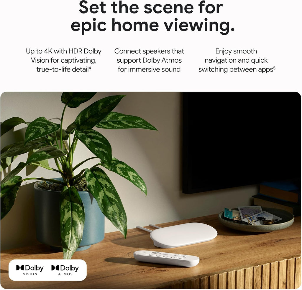 Porcelain 4K Google TV Streamer with Voice Search Remote S8361