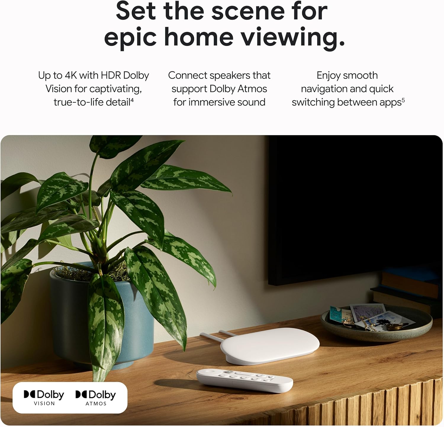 Porcelain 4K Google TV Streamer with Voice Search Remote S8361