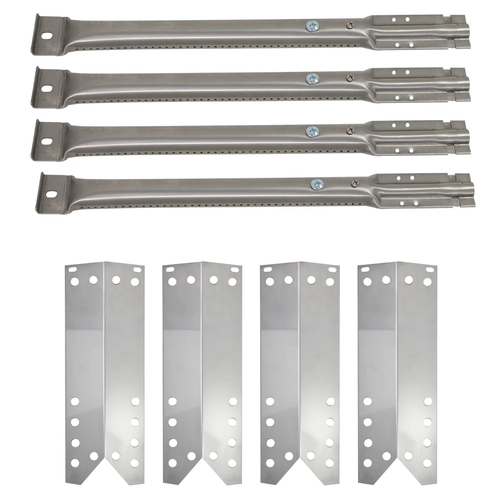 4-Pack Stainless Steel BBQ Gas Grill Tube Burner & Heat Shield Plate Replacement Parts K828