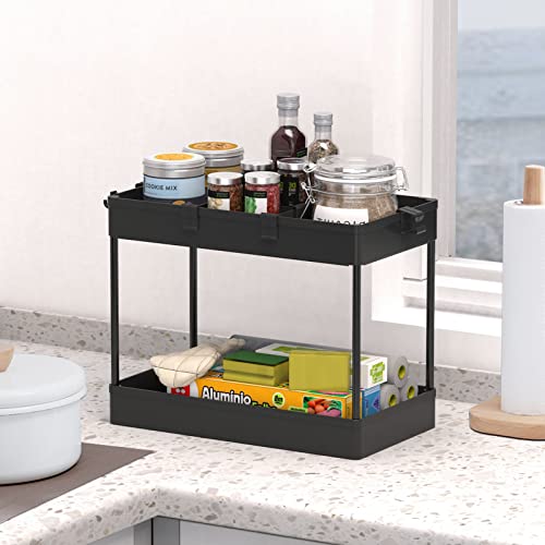Black 3 Tier Rolling Cart with Wheels U382