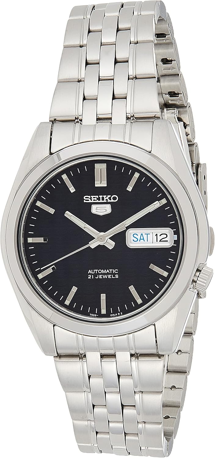 Automatic Watch with Black Dial, Day/Date Calendar, Luminous Hands, Stainless Steel Case & Bracelet T9753