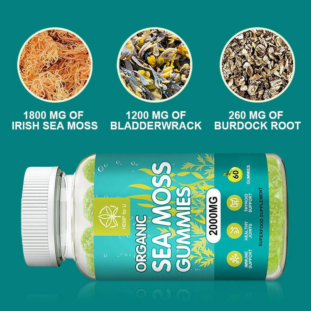 Organic Sea Moss Gummies, 2000mg 60 Capsule K4723