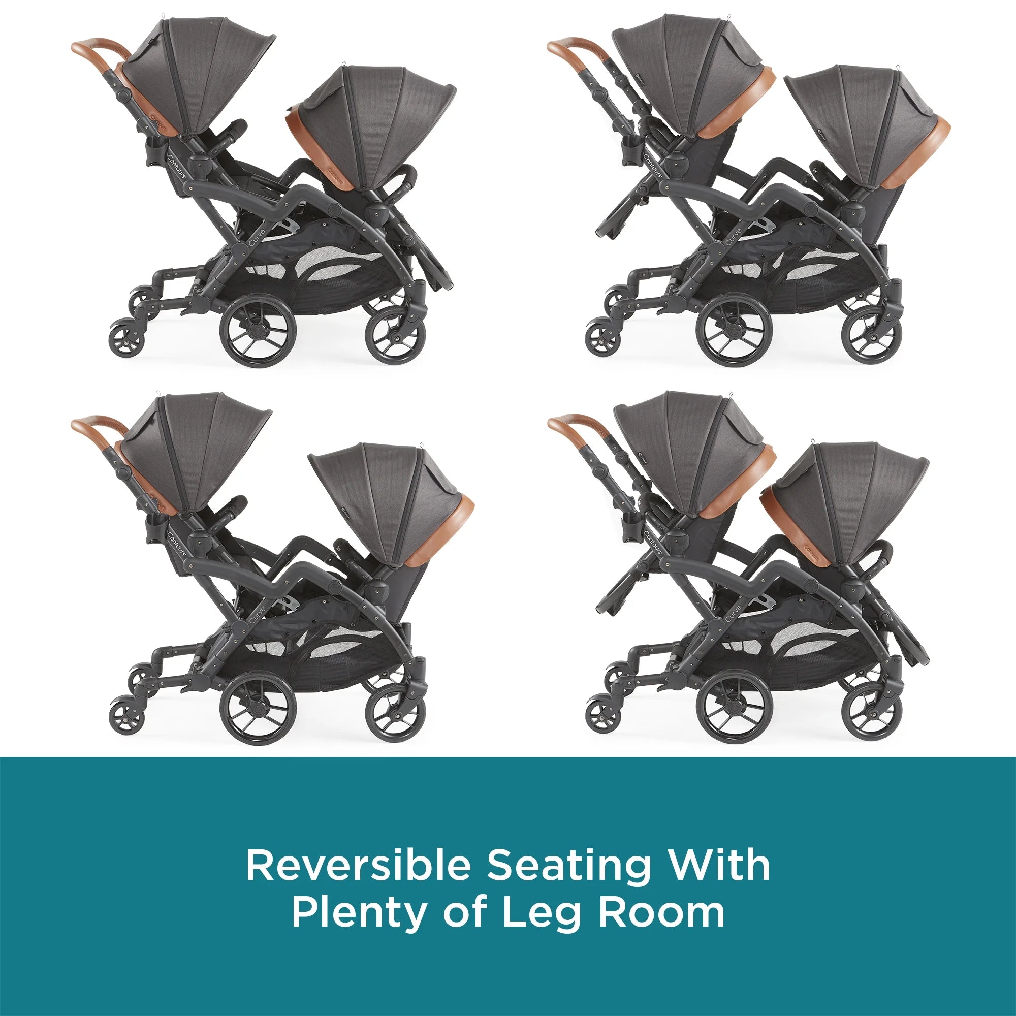 Black Herringbone Double Tandem Stroller U78598
