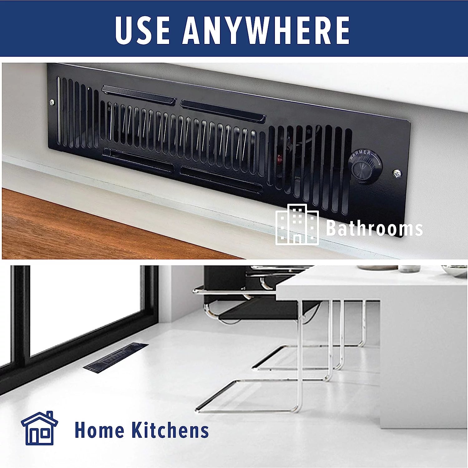 Under Cabinet Fan Forced Kickspace Heater, 120 Volt 1,500 Watt, 15 3/8" Wide J135554