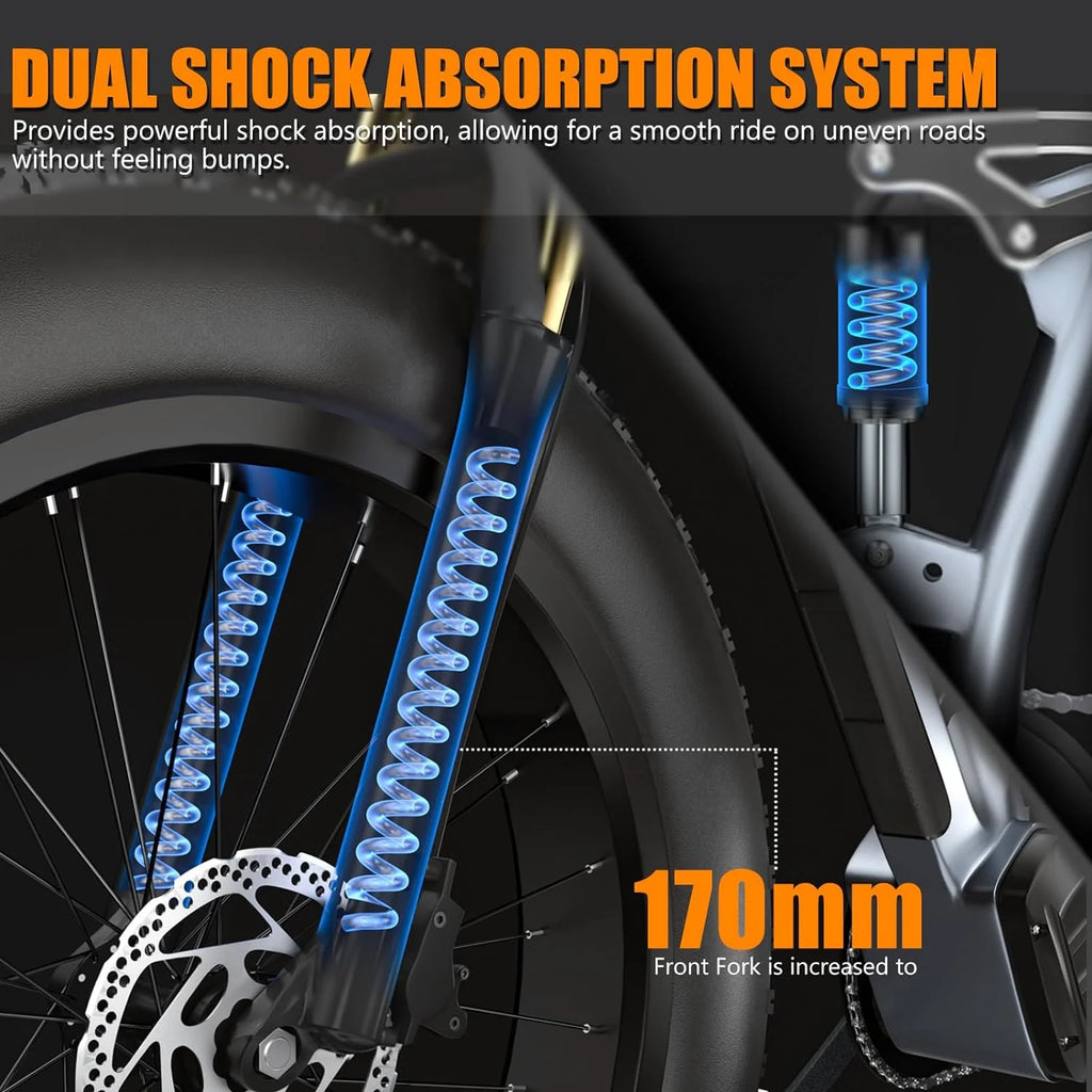 26" Fat Tire Full Suspension Electric Bike T23858