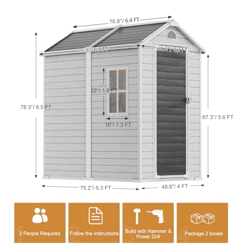 Gray 5x3 FT Waterproof Plastic Storage Shed with Floor M27038