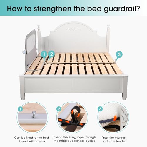 47" Toddler Bed Side Rails for Twin, Full, Queen Bunk Size Bed Swing Down Bedrail J226839