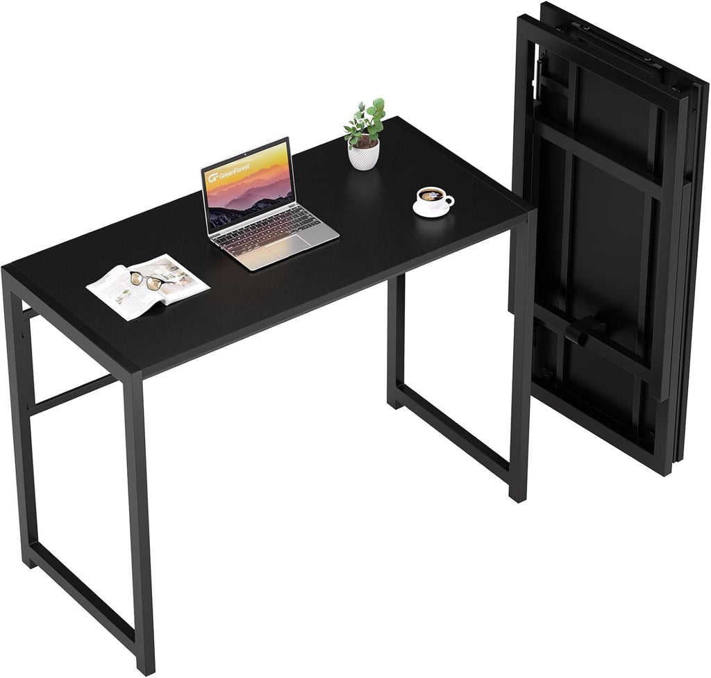 Black Folding Desk with Monitor Stand S818