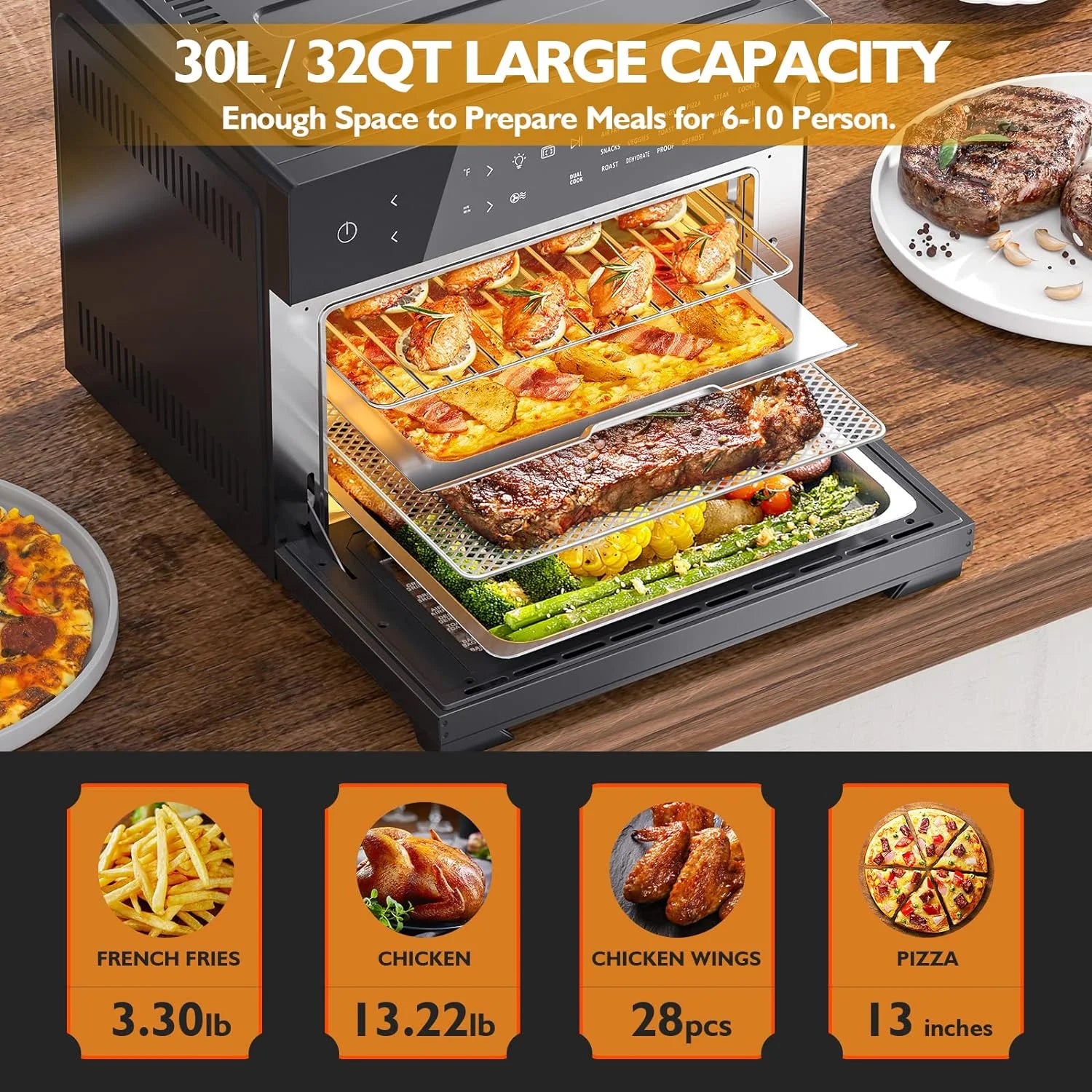 32QT 30L Large Countertop Convection Toaster Oven G19814