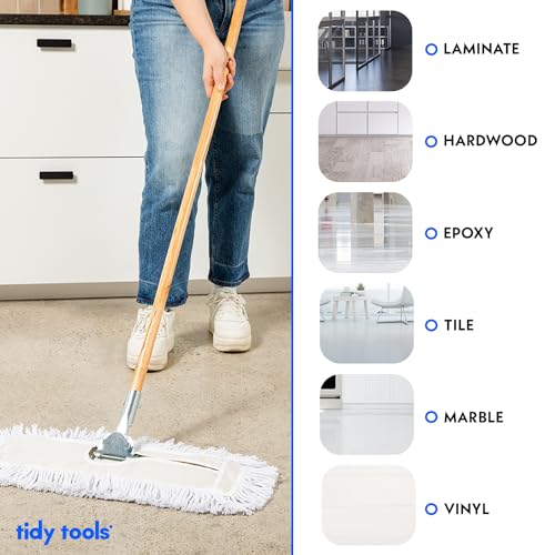 36 in. Cotton Reusable Dust Mop with Wooden Handle R828700
