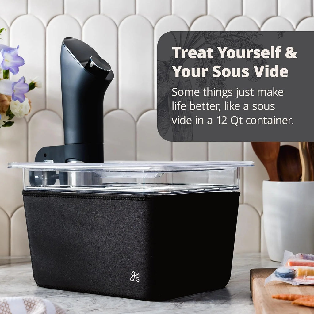 1100 Watt Sous Vide Cooker with Plastic Container, Lid, and Neoprene Sleeve M118329