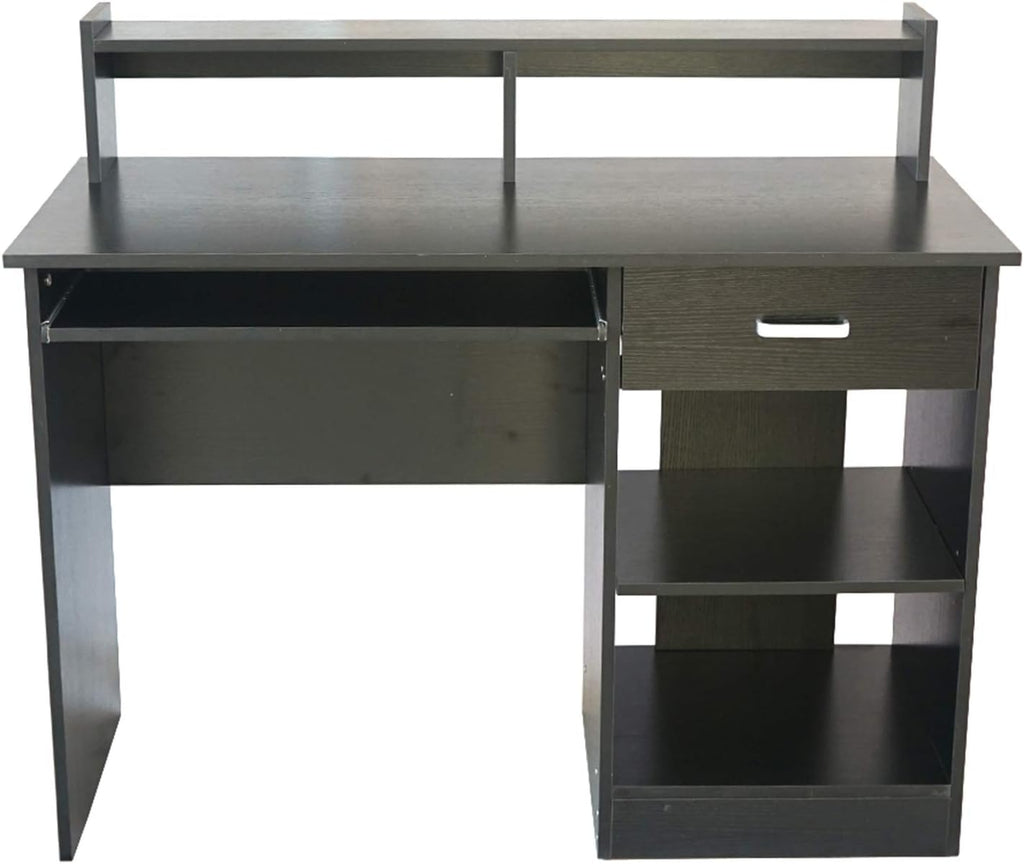 Black Computer Desk with Keyboard Tray and Drawer O719549