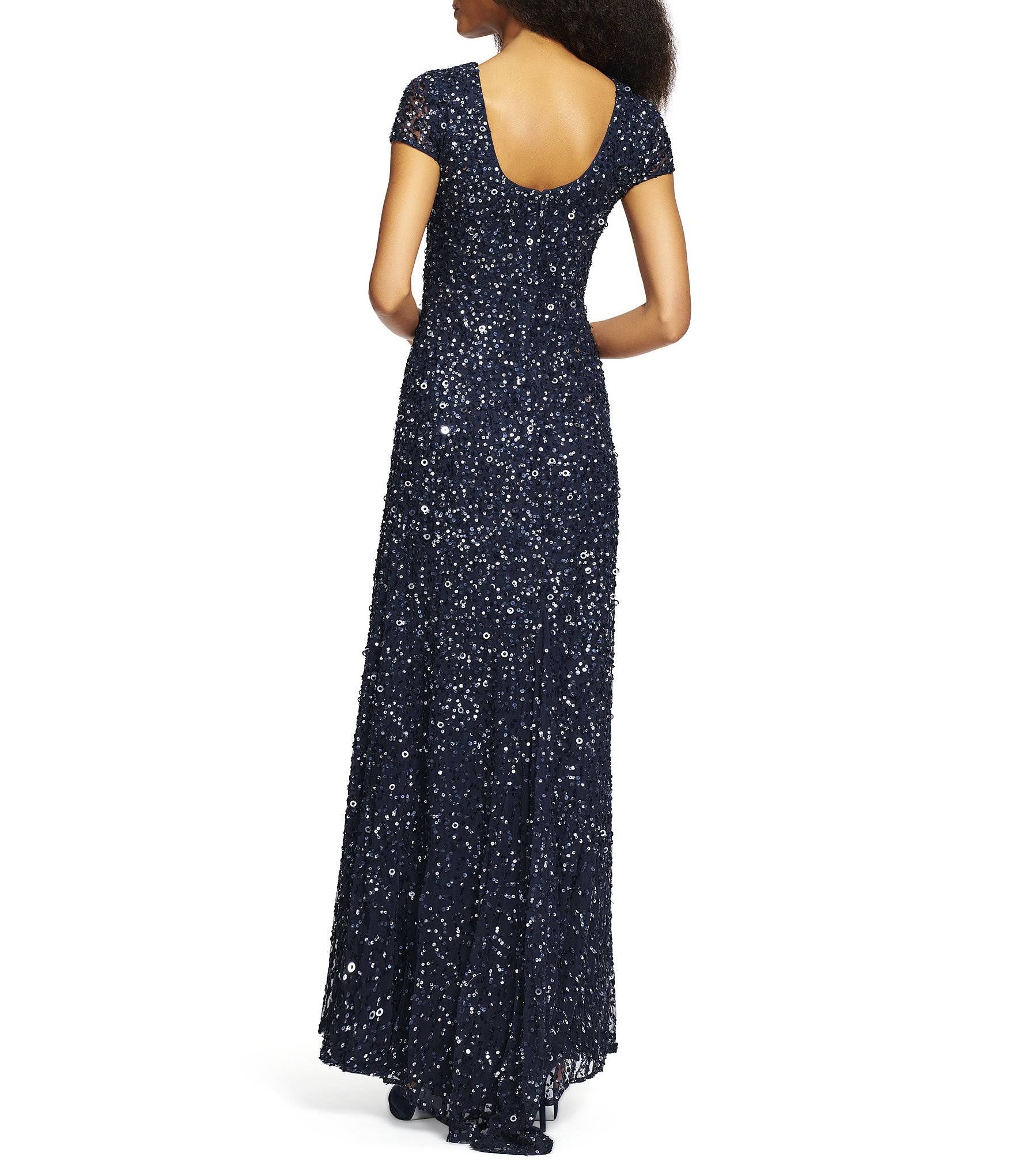 Blush Scoop Back Sequin Gown A849704