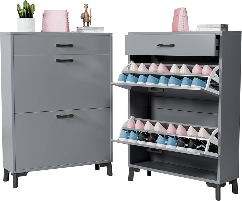 Gray 32" Slim Shoe Storage Cabinet Z655327