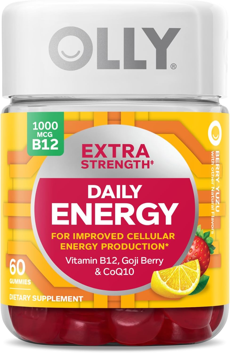 Caffeine Free Vitamin B12 CoQ10 Gummy Supplement, 60 Count E4245