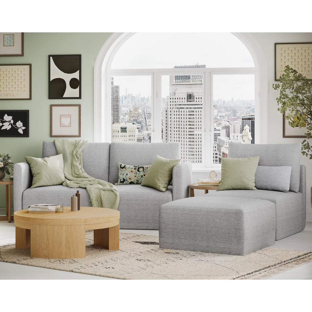 Gray Fabric Modular Sectional Sofa with Ottoman N140200