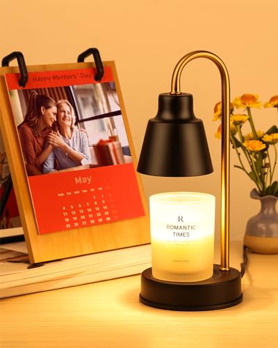 Candle Warmer Lamp with Timer & Dimmer, Electric Candle Warmer Adjustable Height/Heat with 2 Bulbs O3246