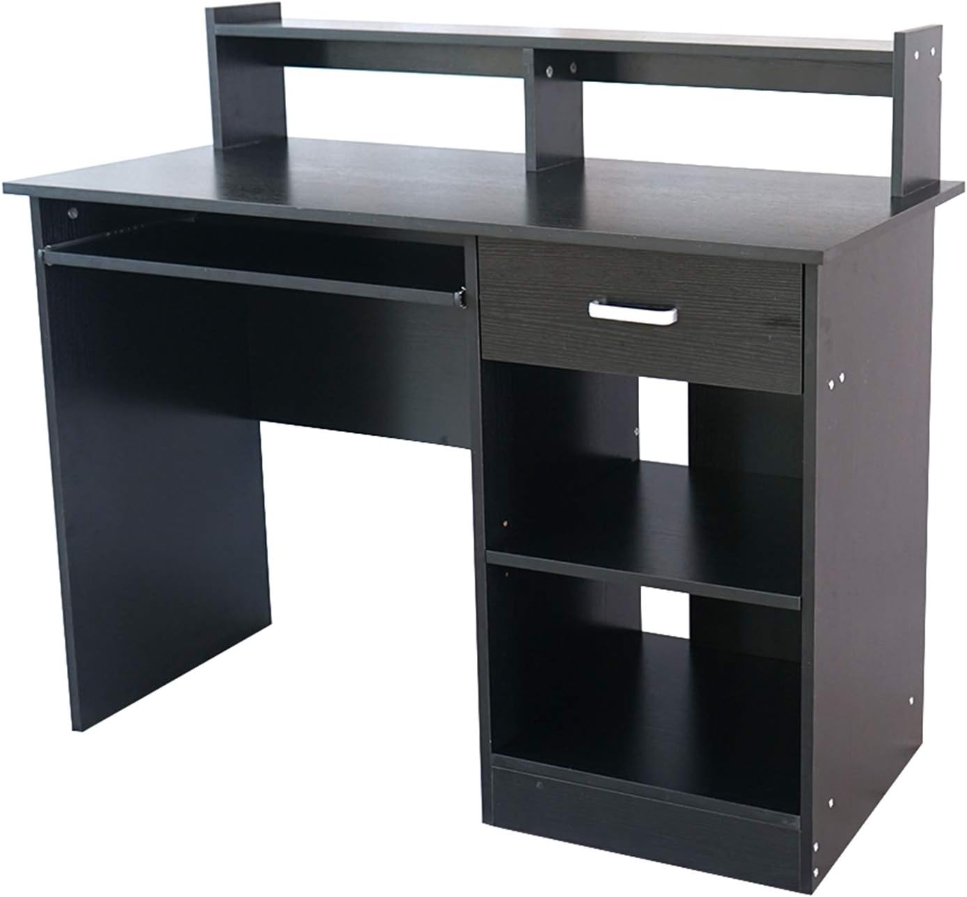 Black Computer Desk with Keyboard Tray and Drawer O719549