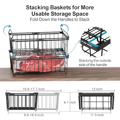 Black 2 Pack Expandable Freezer Organizer Bins T127082